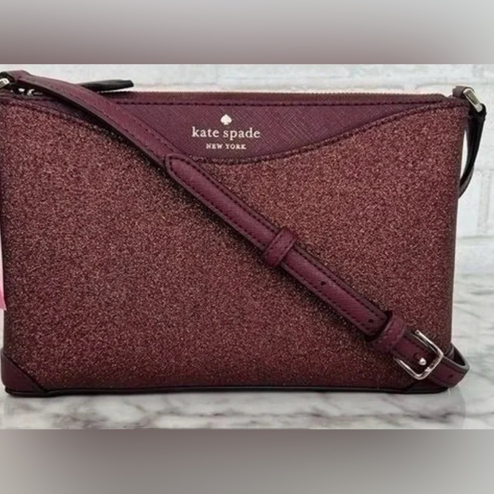 Beautiful Kate Spade Cross Body Purse Shimmery glitter Deep Nova Like new!